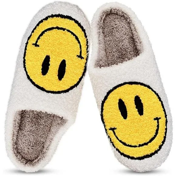 NEW Smile Face Slippers for Women – Retro Happy Face Plush Slippers, Soft & - Picture 7 of 7